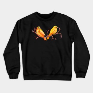 Two Painted Canary Birds Crewneck Sweatshirt